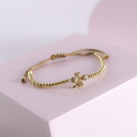 Pulsera Sole Esfera Hilo Trébol Strass