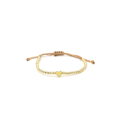 Pulsera sole esferas hilo corazón liso