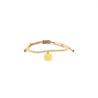 Pulsera Sole esferas hilo medalla "Mereces lo que sueñas"