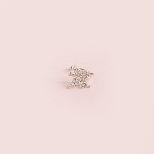 Earcuff Plateado Mariposa Strass