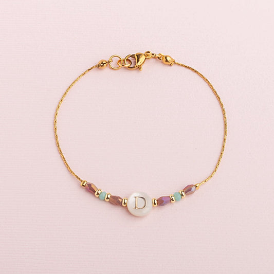 Pulsera Sole Cadena Inicial/ Lila-Celeste