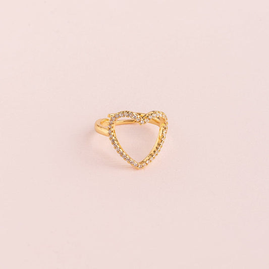 Anillo Corazón Calado Borde Strass