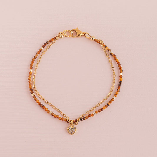 Pulsera Rafaella Nature - Corazón Mini Strass