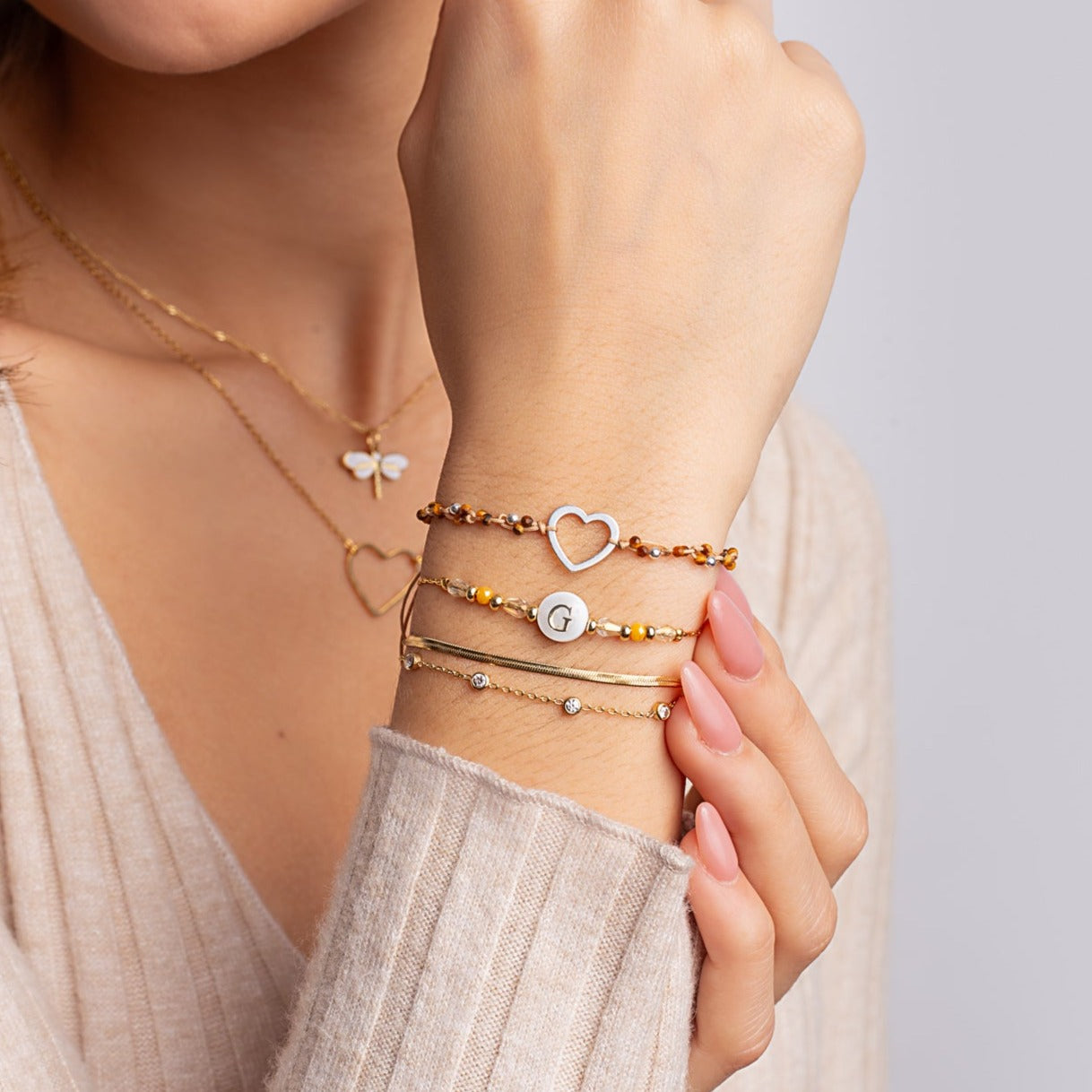 Pulsera Zoe Nature Tierra - Corazón Calado Plata