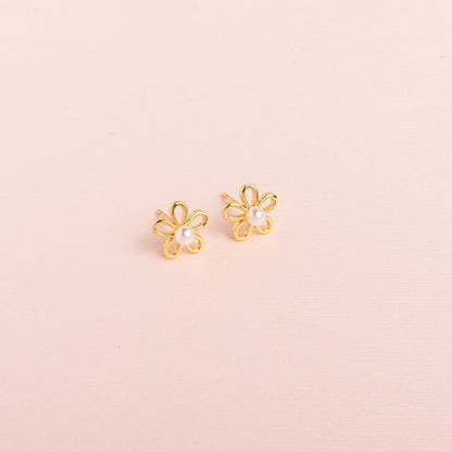 Aretes Flor y Perlita