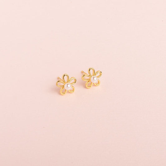 Aretes Flor y Perlita