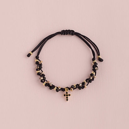 Pulsera Zoe - Cruz Strass Negro