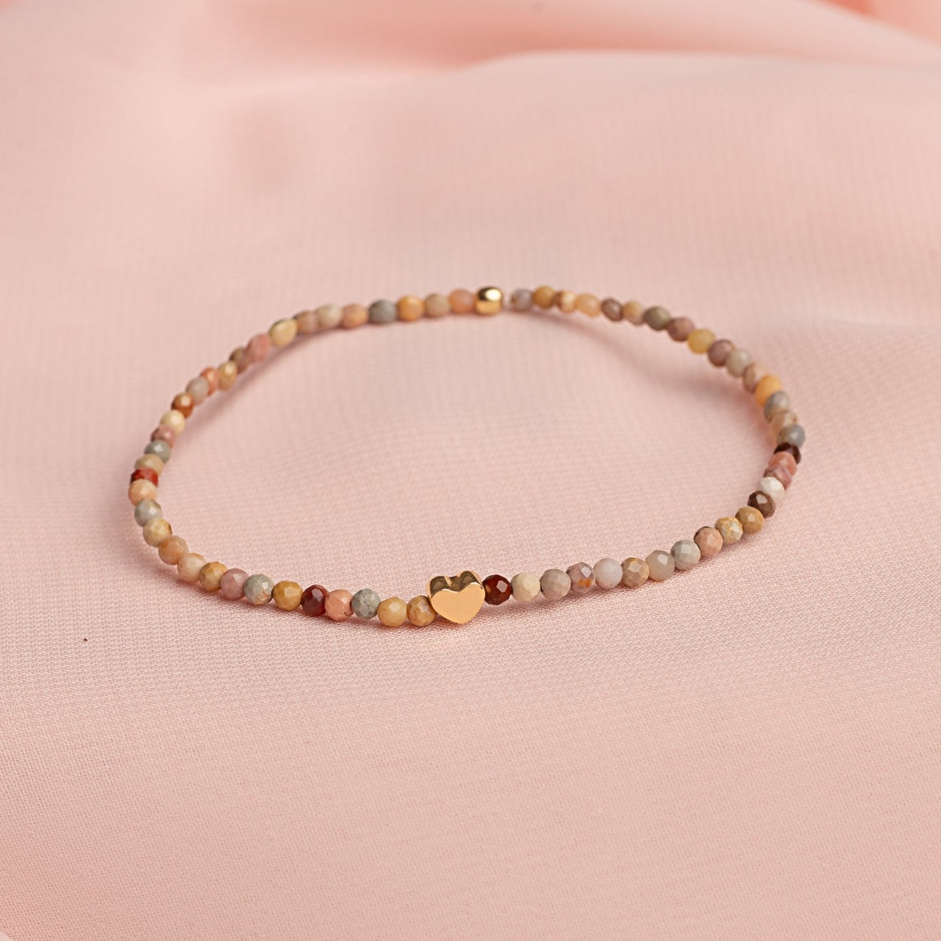 Pulsera Vera Terracota Corazón Oro 18K