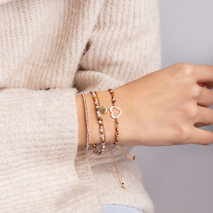 Pulsera Zoe Nature Tierra - Corazón Calado Plata