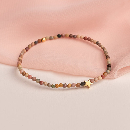 Pulsera Vera Terracota Estrella Oro 18K