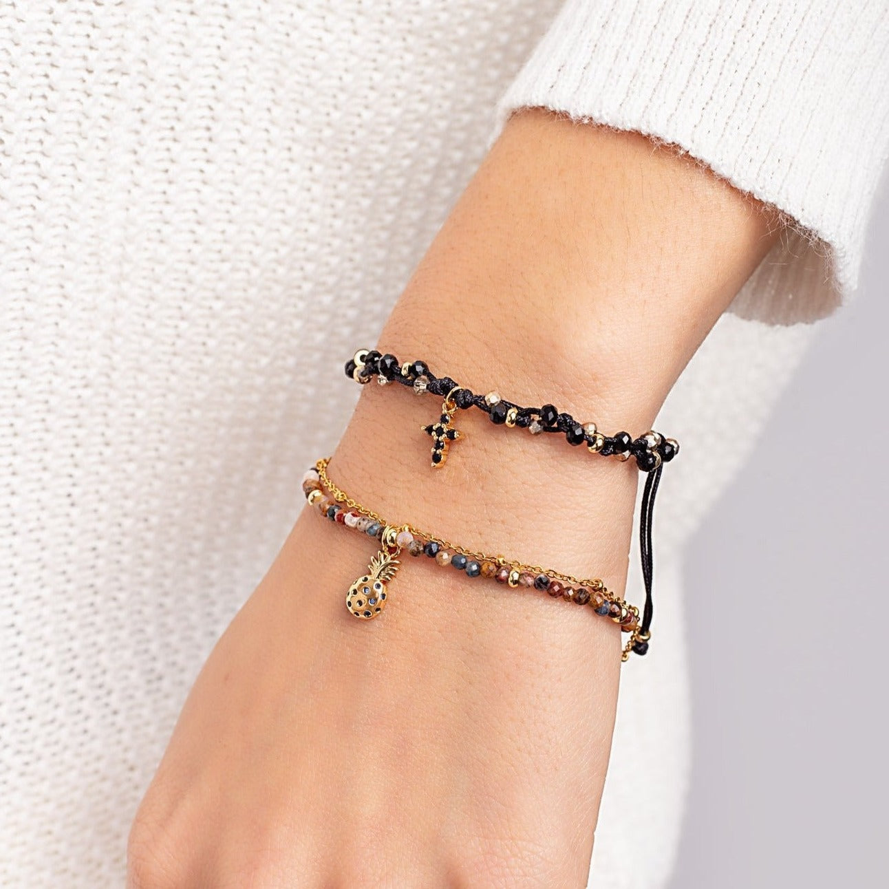 Pulsera Zoe - Cruz Strass Negro