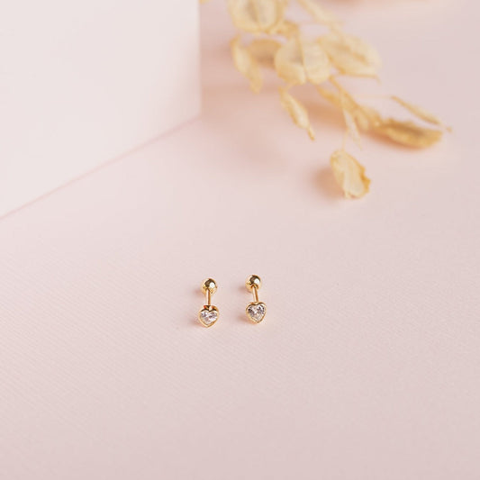 Aretes Corazón de Cristal con Tambor